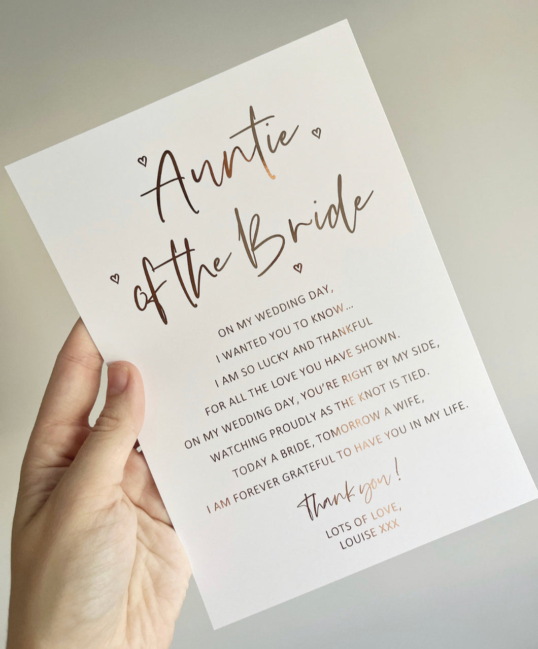 Auntie of the Bride Wedding Print