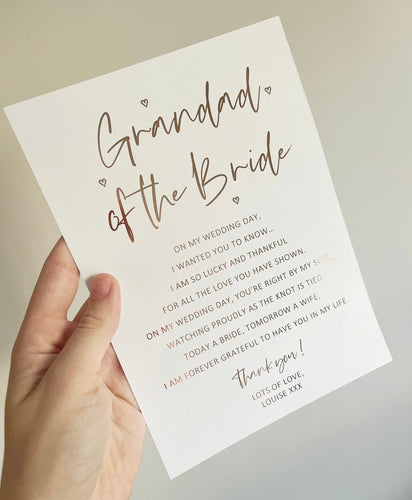 Grandad of the Bride Wedding Print