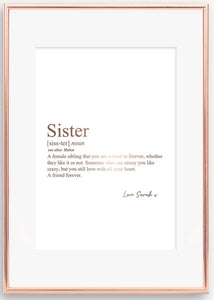 Personalised Sister definition print