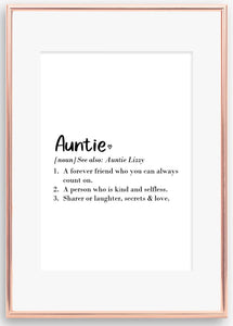 Personalised Auntie definition print