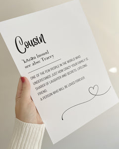 Personalised Cousin Print
