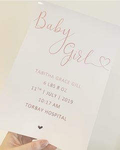 Baby Girl / Newborn Print