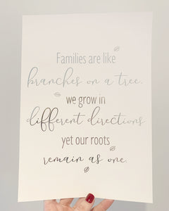 Families are like branches on a tree