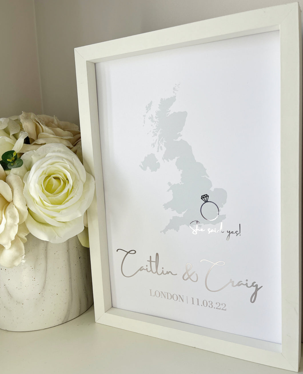 Map She Said Yes Engagement Print