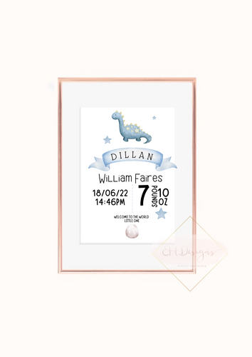 Dinosaur Dino Theme Newborn Print