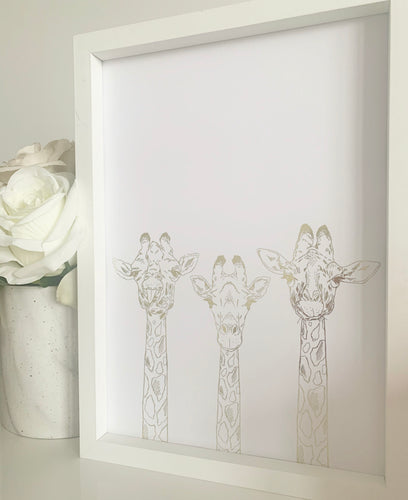 Three Giraffe Heads Print