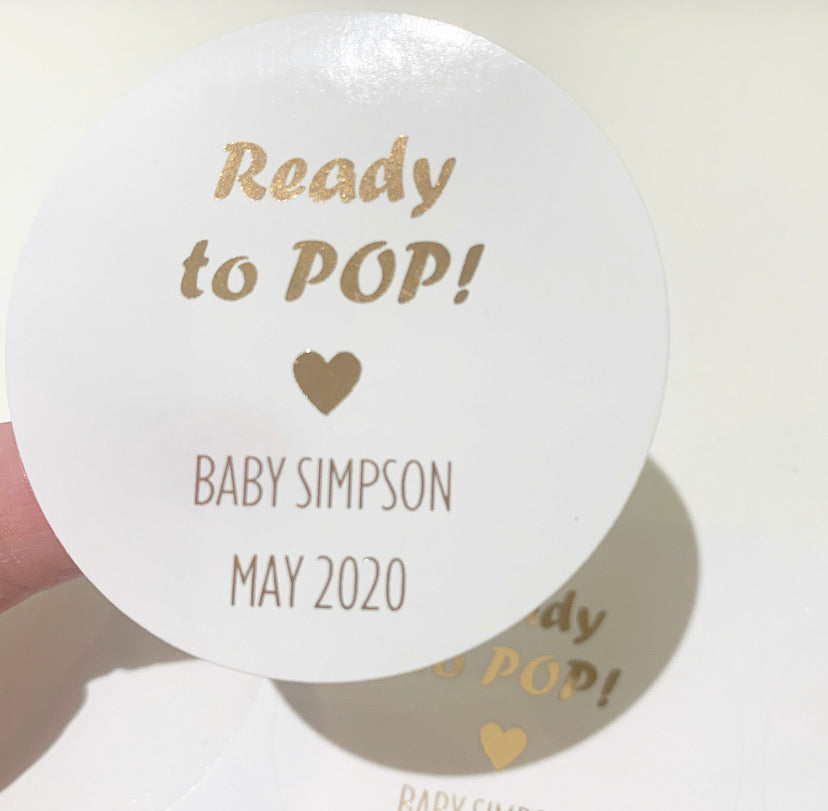Large ready to pop - Baby shower stickers