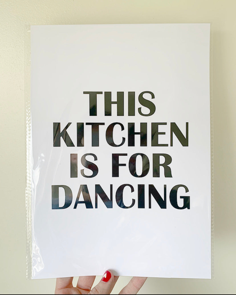 This kitchen is for dancing block print