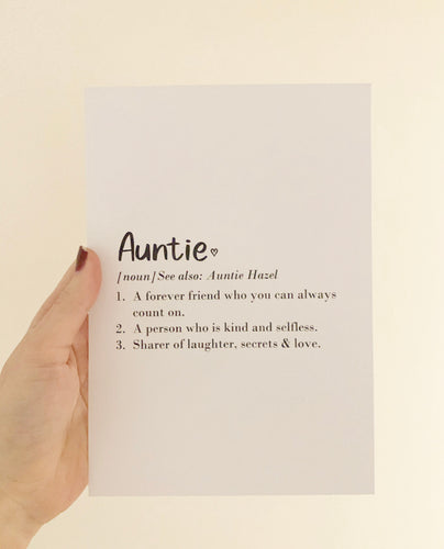 Personalised Auntie definition print