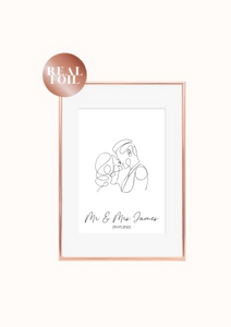 Wedding Anniversary Mr & Mrs Line Print