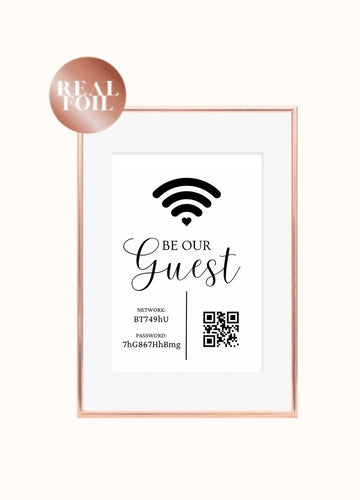 Be Our Guest Wifi words & QR print