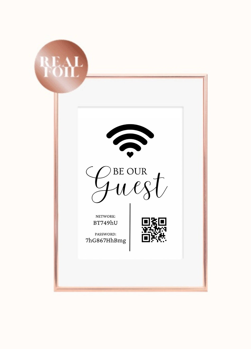 Be Our Guest Wifi words & QR print