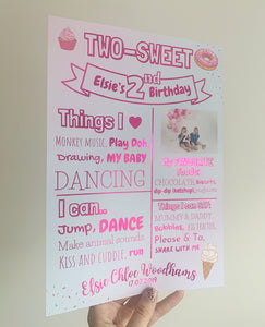 Two-sweet 2nd Birthday Print