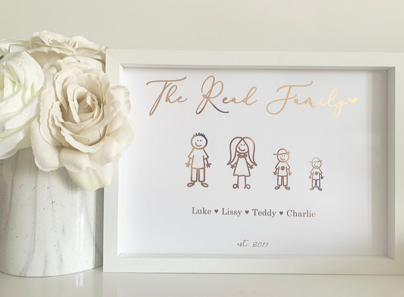 Family print with stick icons