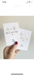 He or She baby gender reveal scratch off cards